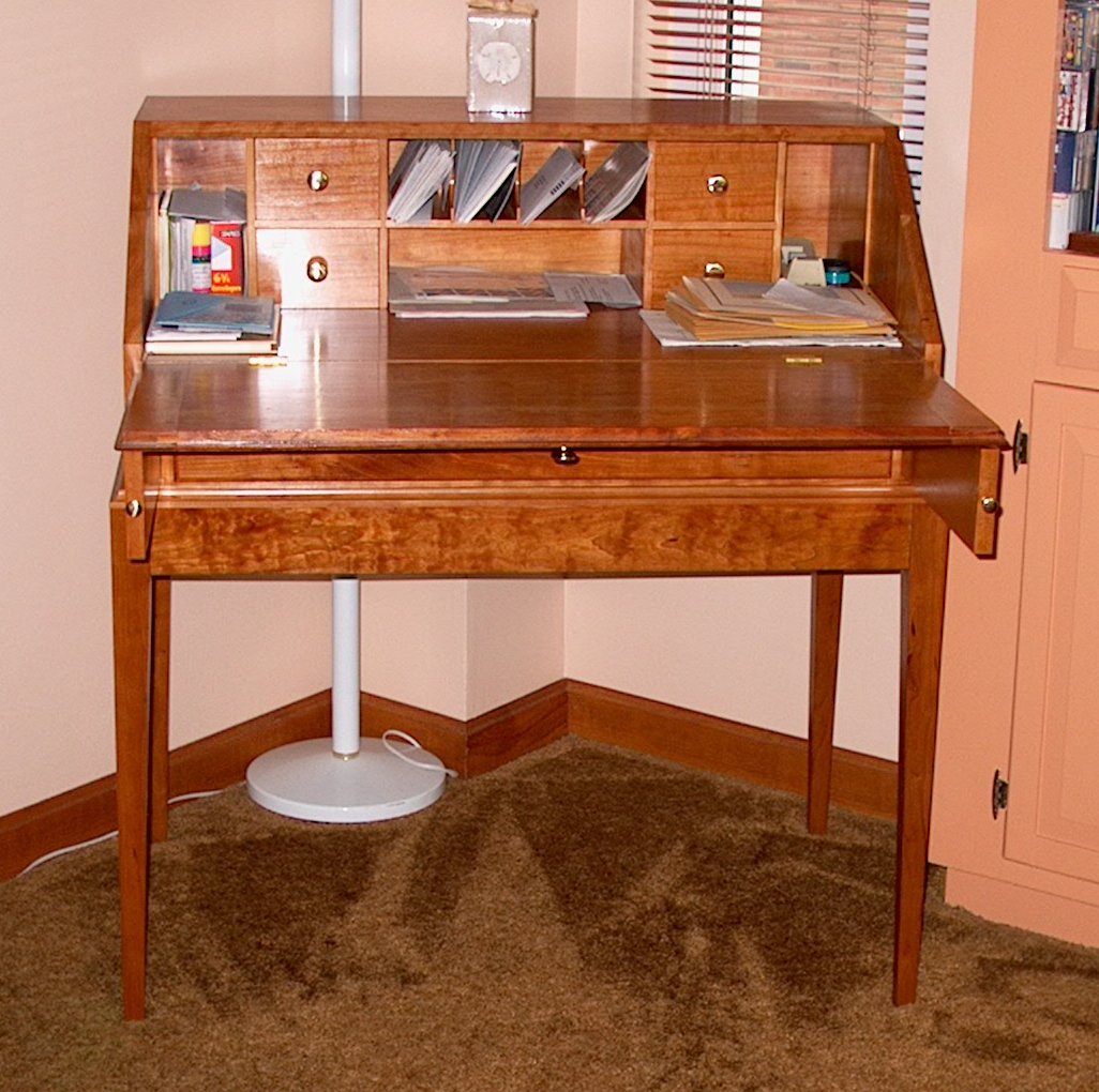 Cherry Slant Top Desk Interior